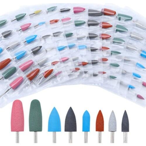 6 Pcs/Set Rubber Silicon Nail Drill Bit Milling Cutter For Manicure Pedicure Rotary Grinder Cuticle Tools Nail Art Accessories
