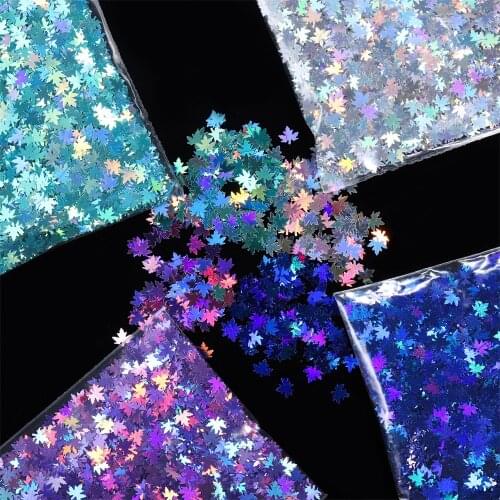 Holographic Maple Leaf Glitter Flakes Nail Art Laser Fall Leaves Sequin Resin Fillings For DIY Epoxy Resin Mold Craft Decoration