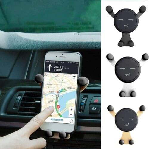 Gravity Smartphone Stand Car Cell Phone Holder Smile Face Snap-type PhoneS GPS Stand Universal Car Air Vent Mount Holder