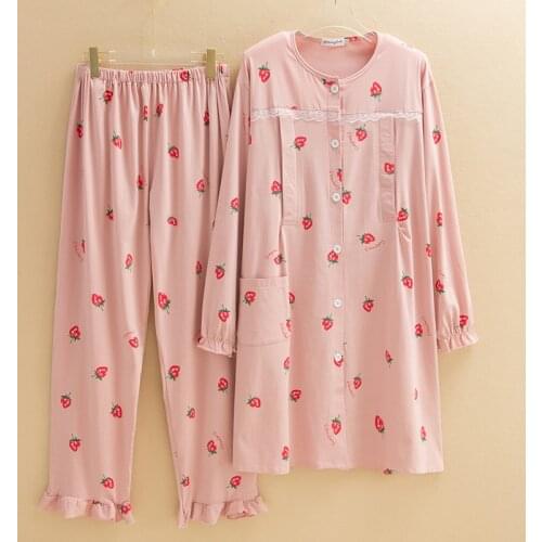 Fdfklak Cotton Maternity Nursing Sleepwear Spring Autumn Long Sleeve Homewear Pregnant Women Pregnancy Feeding Pajamas Set