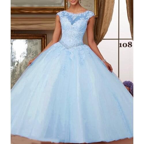 Custom Color illusion Tulle Quinceanera Dresses Appliques Beaded Crystal Ball Prom Gowns Sleeveless Cut-Out Back With Lace Up