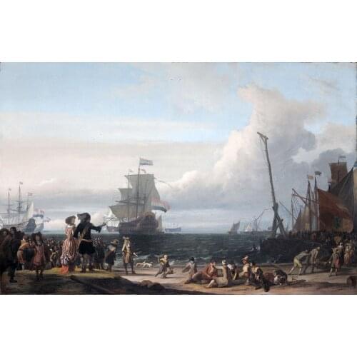 TOP ART painting # Netherlands Holland Rijksmuseum art Dutch ships in the roadstead of Texel print art painting on canvas