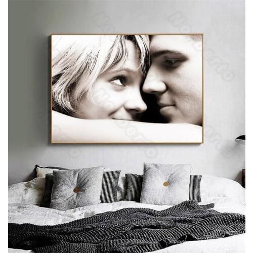 Modern Style Canvas Painting Poster and Print Gray Vintage Picture a Couple Lover with Loving Eyes for Living Rooms Wall Decorat