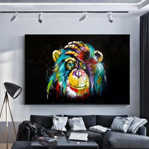 Colorful Thinking Monkey Graffiti Art Paintings on the Wall Art Posters and Prints Street Art Abstract Animals Nordic Pictures