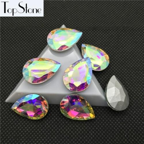 TopStone Teardrop Crystal AB Fancy Stone 4x6,7x10,10x14,13x18,18x25,20x30,30x40mm Droplet Crystals Glass Stones Jewelry Making
