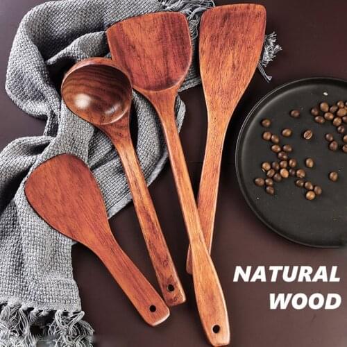 Kitchen Utensils Wooden Spoon Spatula Rice Scoop Shovel Natural Wood Cookware Set Cooking Appliances Dinnerware Kitchenware Tool