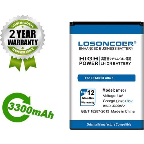 LOSONCOER Battery 3300mAh BT-501 Battery For LEAGOO Alfa 5 Battery