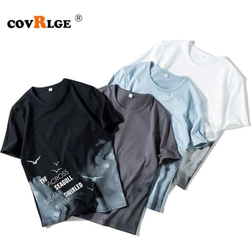 Covrlge Printing T Shirt Mens 100% cotton Fashion T-shirts Summer Short sleeve Tee Boy Skate Tshirt Tops Plus size 4XL MTS554