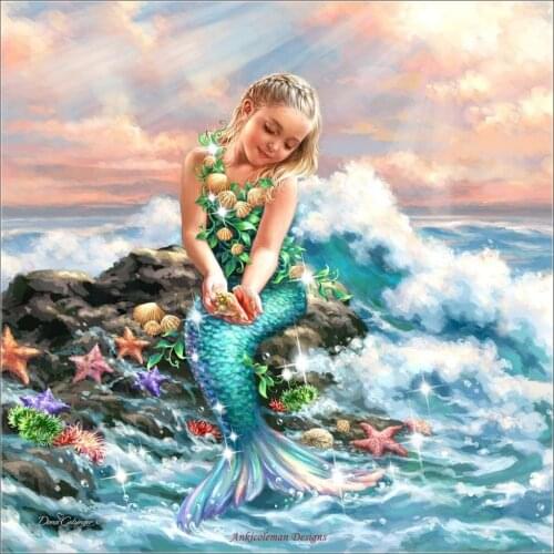Embroidery Counted Cross Stitch Kits Needlework - Crafts 14 ct DMC Color DIY Arts Handmade Decor - Mermaid Princess