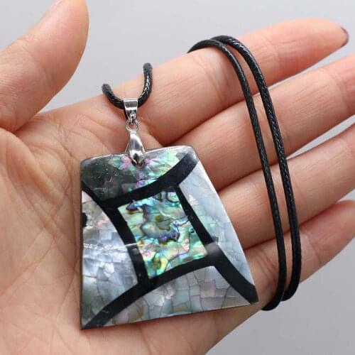 Natural Shell Necklace With Ladder-Shaped Pendant Leather Cord 2MM Charms For Elegant Women Love Romantic Gift