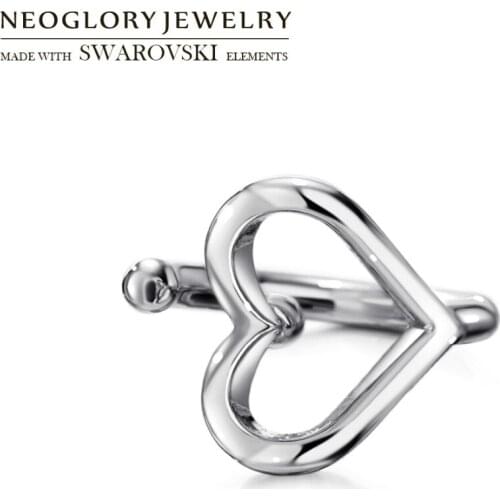 Neoglory Metal Cuff Clip Earrings Silver Color Fashion Heart For Lady Cute Fashion Jewelry 2020 New Elegant Gift Love