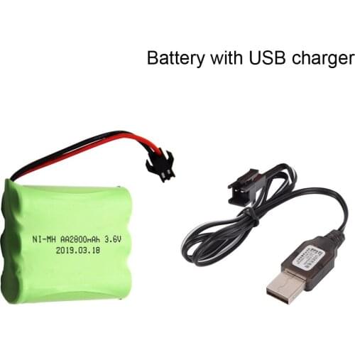 3.6V 2800mah NIMH battery with USB Charger nimh battery pilas 3.6v pack aa size ni mh for rc car toy tools model toy parts