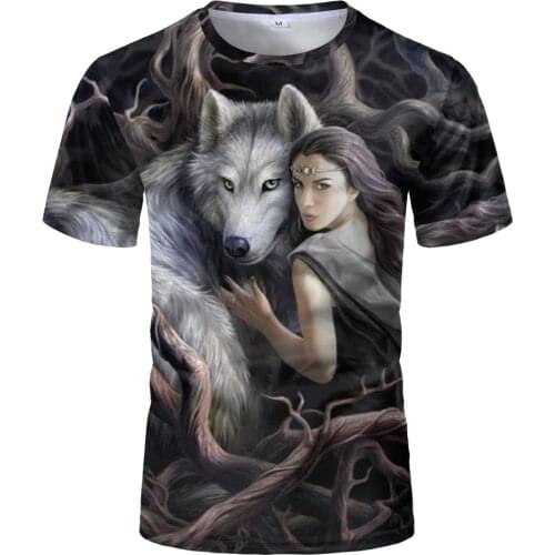 2020 Fun Newest Harajuku Wolf 3D Print Cool T-shirt Men/Women Short Sleeve Summer Tops Tees Beauty T shirt Fashion