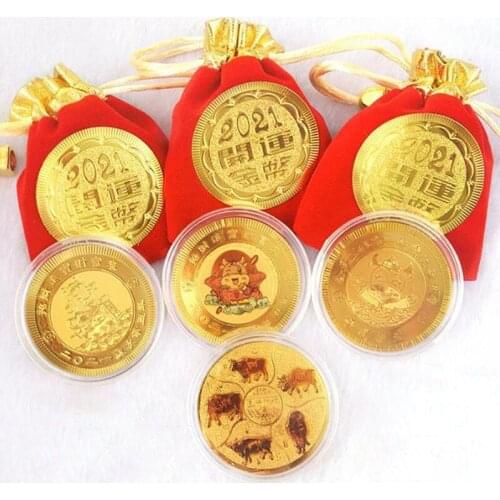 2021 Year Of The Ox Commemorative Coin Lucky China Souvenir Collectible Coin