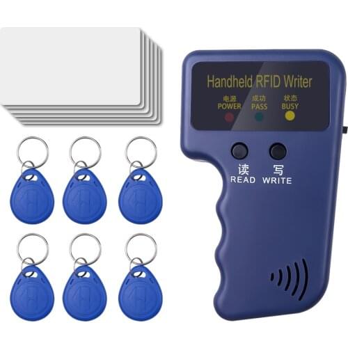 Handheld 125KHz RFID Duplicator Copier Writer Programmer Reader + Keys + Cards EM4305 T5577 Rewritable ID Keyfobs Tags Card