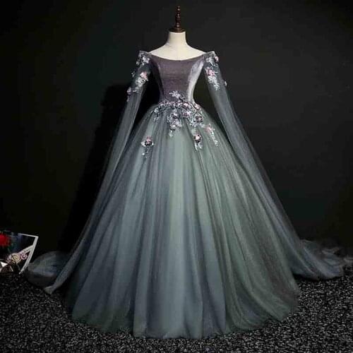 Large Size 6XL Dark-Grey Luxury Evening Party Dress Medieval Renaissance Victorian Dress Cosplay Queen Costume For Lady 4XL 5XL
