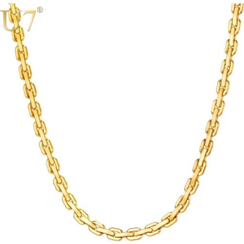 U7 Rock Cable Link Chain Choker Necklace 6MM Gold/Silver/Black Color Rapper Hip Hop Chain Women/Men Jewelry N1113