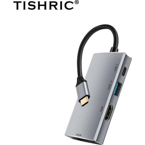 TISHRIC Usb C Hub Type-C To Hdmi-compatible USB3.0 VGA Converter Type-C Cable Usb C Adapter For MacBook Air Pro Huawei Matebook