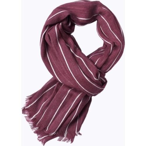 Vintage Literary Style Stripe Men Scarf Fringe Cotton Linen Scarves Men Winter Outdoor Warm Long Shawl Soft Muffler 100x190cm