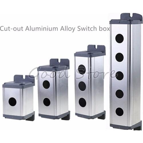 1hole 2holes 3holes 5holes 16mm/19mm/22mm/25mm Cut-out Aluminium Alloy Switch box with Stainless steel push button switch