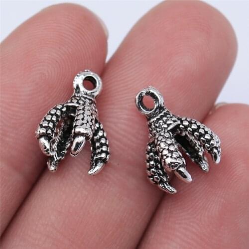 WYSIWYG 10pcs 15x9mm Antique Silver Color Eagle Claw Charms Pendant For Jewelry Making DIY Jewelry Findings