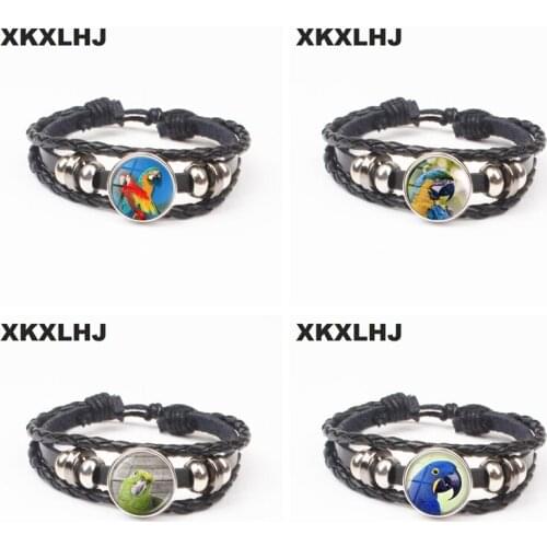 XKXLHJ2018 New Parrot Bracelet Golden Macaw Bird Ornament Glass Bullet Bracelet Bracelet Handmade Animal Jewelry
