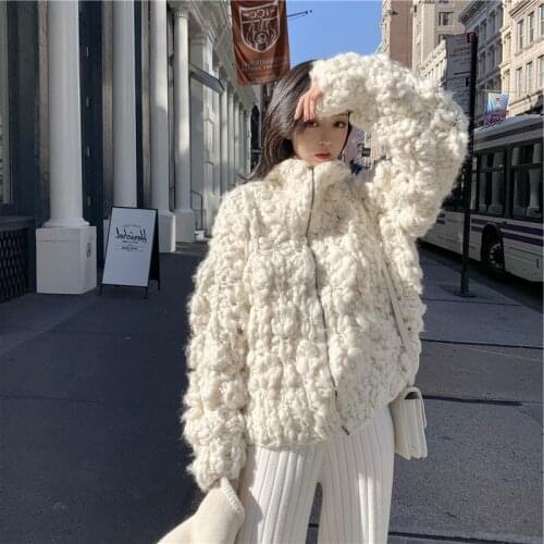 Spring 2021 new solid color thick knitting sweater turleneck loose long sleeve women zippers large Cardigan cc19