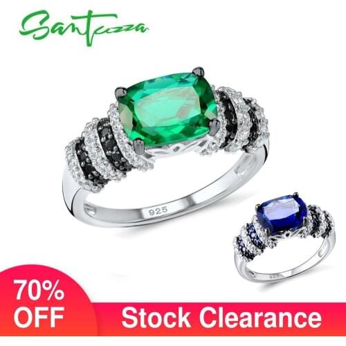SANTUZZA Silver Ring For Women 925 Sterling Silver Fashion Round Rings for Women 2018 Cubic Zirconia Ringen Party Jewelry