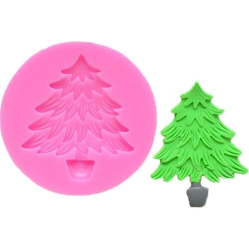 1pc 3D Christmas Xmas Pine Trees Silicone Cake Mold Decorating Gumpaste Tools Fondant Sugarcraft Mold Candy Moulds Confeitaria