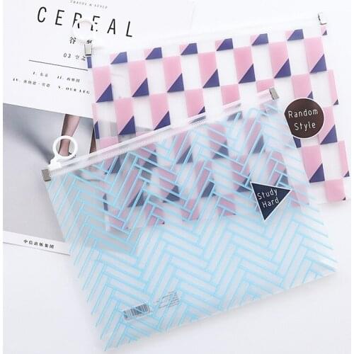 100pcs/lot Fres Transparent Plastic A4/A5 File Folder Storage Zipper Green Document Bags Stationery LZ1154