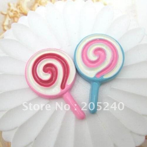 20pcs For DIY Phone Decoration Cute Flat Back Resin Cabochons Lollipop