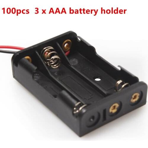 100pcs 3 x AAA Battery Box Case Holder With Wire Leads For DIY 4.5V AAA Rechargeable Battery High quality