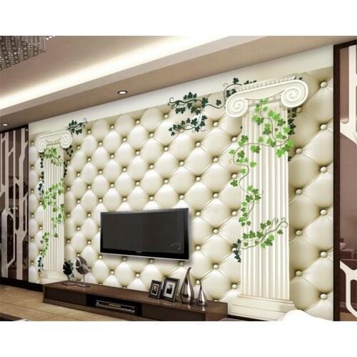 High quality 3D wallpaper European Roman column soft bag vines living room sofa TV wall wallpaper 3d papel de parede Beibehang
