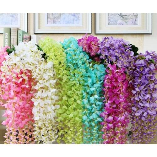 75CM Artificial ivy flowers Silk Flower Wisteria Vine Rattan for Wedding Centerpieces Decorations Garland Home Ornament IF01