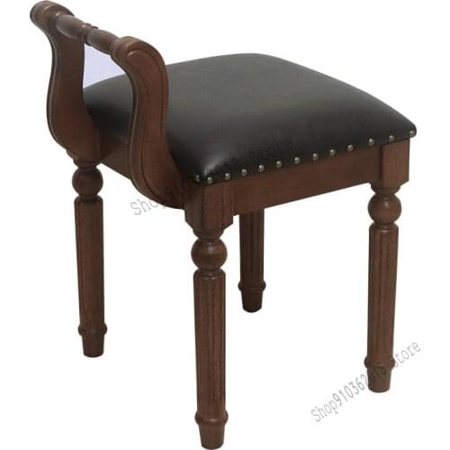American Dressing Stool Solid Wood Backrest Stool European Style Makeup Stool Modern Minimalist Light Luxury Net Red Princess Dr