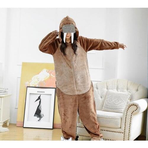 Flannel Walrus Onesies Animal Sea lions Cosplay Overall Pajamas Cartoon Kigurumi Christmas Party Pyjamas Carnival Costumes