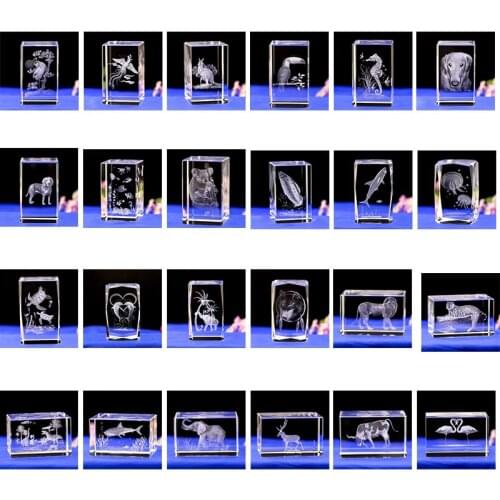 Crystal Home Decor Ornaments 3D Laser Engraving Stereo Animal Dinosaur Elephant Shape Decoration Crafts Children Birthday Gift