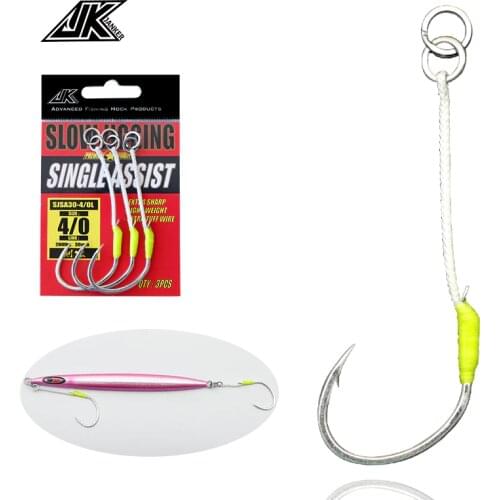 JK NEW Slow Jigging Lures Hooks 1/0-3/0 4/0 5/0 Assist Hook Tin Plating Rust Single Hook Saltwater Fishing Jig Lure Accessories