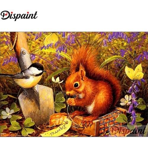 Dispaint Full Square/Round Drill 5D DIY Diamond Painting "Squirrel bird" Embroidery Cross Stitch 3D Home Decor A10716