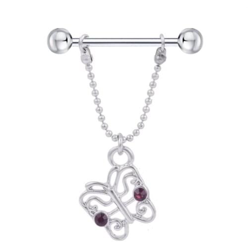 2PCS New Fashion Style Dangle Nipple Rings Piercing Animal Butterfly Sexy Women Nipple Rings Jewelry Body Piercing Gift Summer