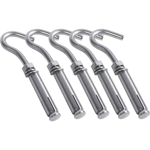 Pack of 5 M6 304 Stainless Steel Expansion Screw Open Cup Hook Archor Bolts