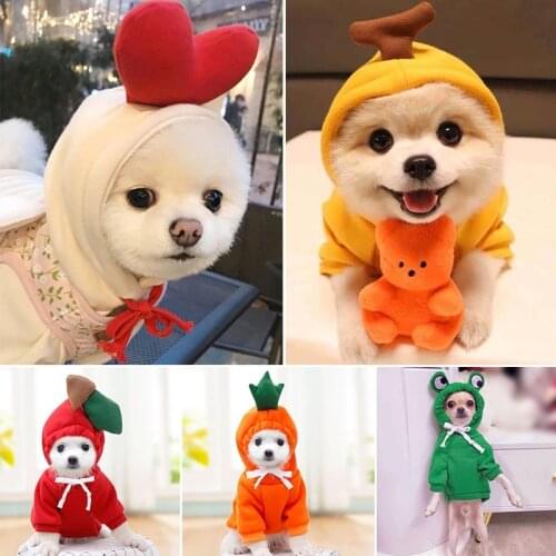 Dog Costume Cute Pet Clothes Cute Fruit Cosplay Clothes Autumn Winter Cat clothes Home Pajamas Puppy Hoodie Dog Coat