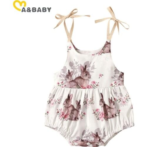 Ma&Baby 0-24M Summer Easter Bunny Newborn Infant Baby Girl Romper Cartoon Flower Sleeveless Jumpsuit Baby Clothing Costumes