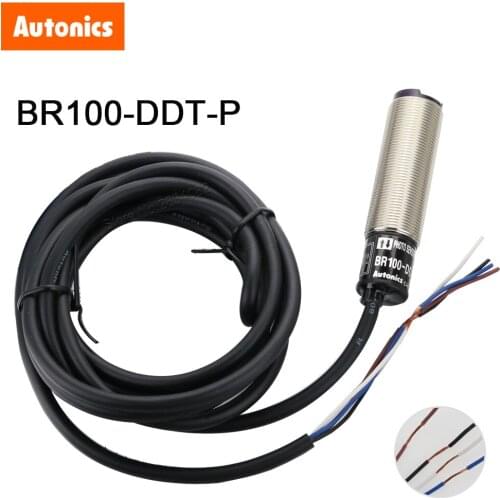 Autonics 12-24VDC metal photoelectric switch 100mm Photo sensor BR100-DDT-P diffuse reflective PNP