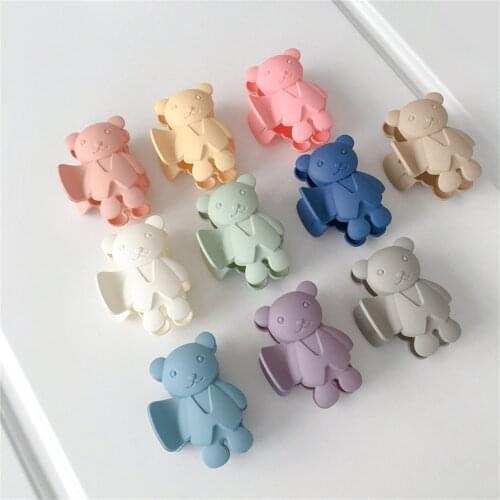 Cute Candy Color Frosted Bear Hair Claws Women Bath Clip Ponytail Holder Hairpins Clip Girls Hair Accessories
