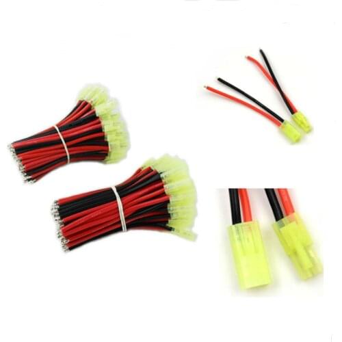 Mini Tamiya Male Female Pigtail Connector Plug Adapter with 18awg 10cm tinned Silicone wire Cable for RC Battery Charger Car