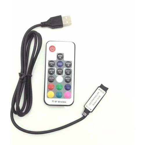 1-10PCS/LotDC5-24V USB RGB LED 17key RF controller Wireless Mini Remote Controller for RGB 3528 5050 Led Strip tape lighting