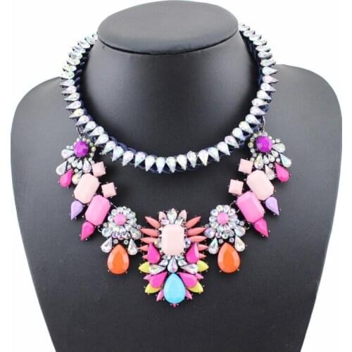 Fashion Jewelry Shourouk Flower Choker Necklace Women Indian Statement Big Bib Collar Necklaces Bohemia Ethnic Pendant Necklace