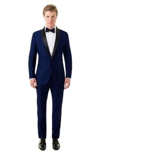 Fashion men leisure suit two-piece elegant lapel single-breasted suit simple pure color cultivate ones morality man two-piece