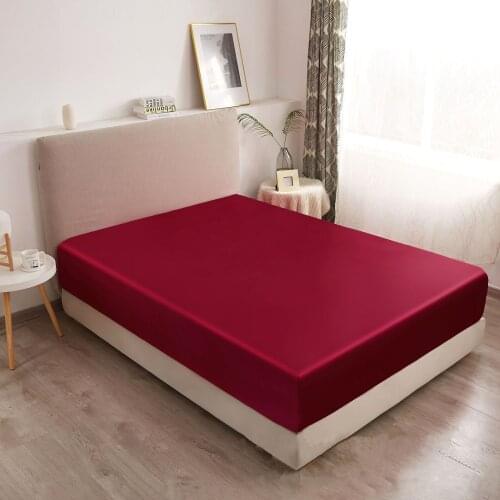 Satin Silk Fitted Sheet Elastic Solid Color Mattress Pads Protector Bed Sheets 12" Deep Pocket Good Sleep Bed Sheet